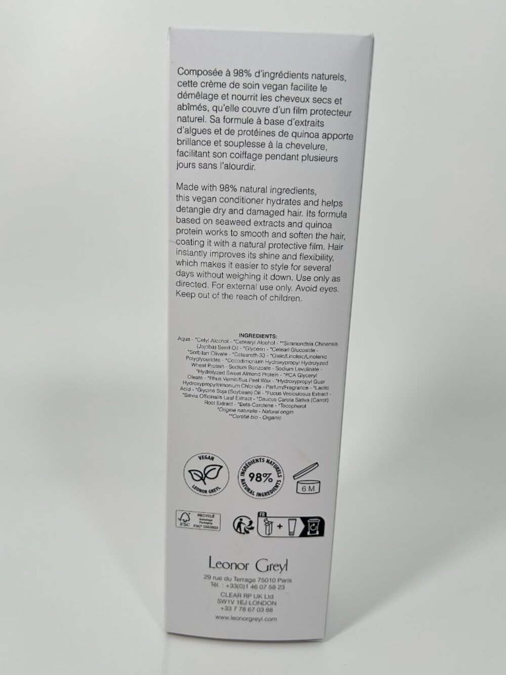 Leonor Greyl Crème Régénératrice Conditioner for Dry Damaged Hair New 3.3 oz - Picture 4 of 6